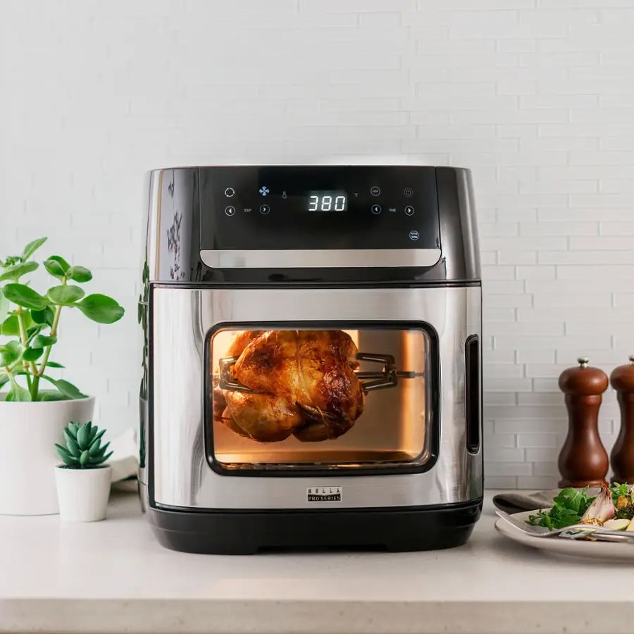 Bella PRO 12.6 Quart Digital Air Fryer Pizza Oven with Rotisserie, Stainless Steel