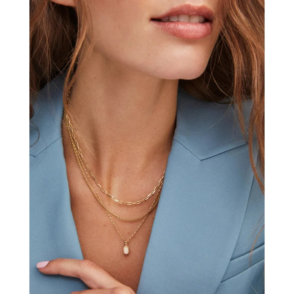 Kendra Scott Mini Elisa Triple Strand Necklace, Silver