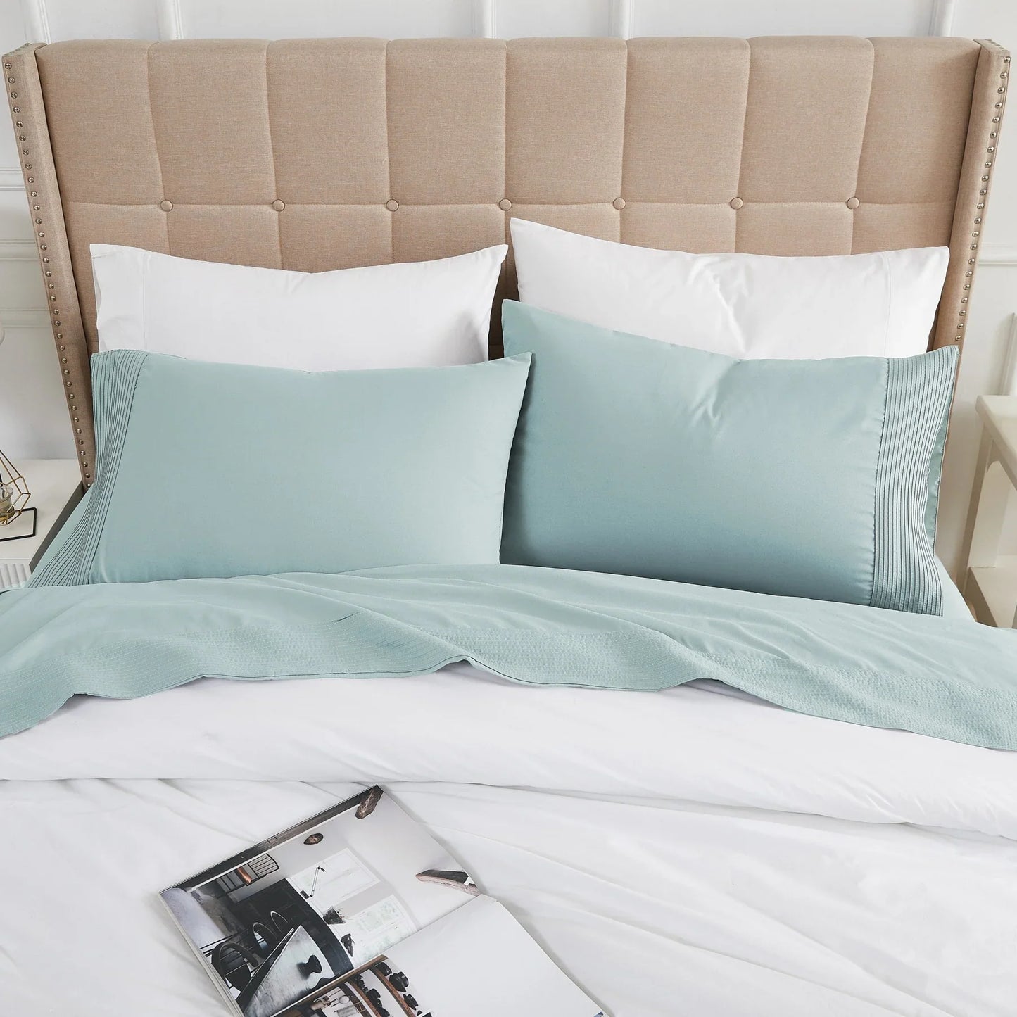 Pintuck Luxe Microfiber 6 Piece Sheet Set, Blue