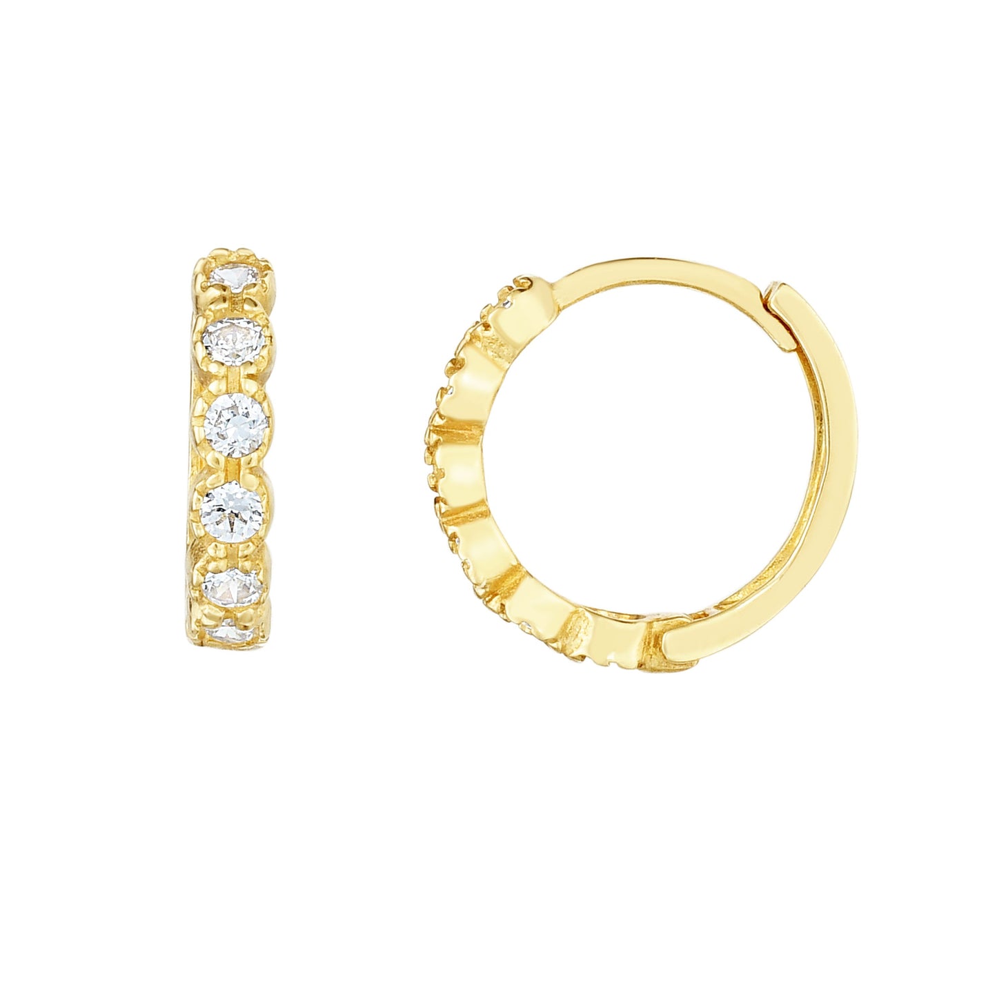Round CZ Huggie Earrings