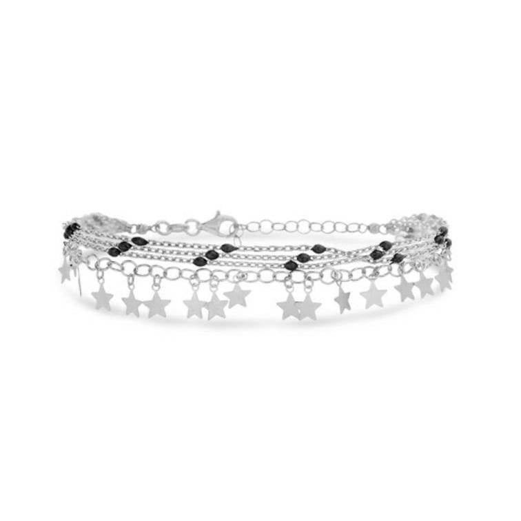 Sterling Silver Dangle Star Multi Strand Bracelet