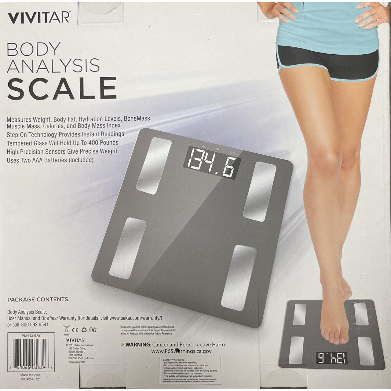 Vivitar Body Analysis Digital Bathroom Scale, Gray