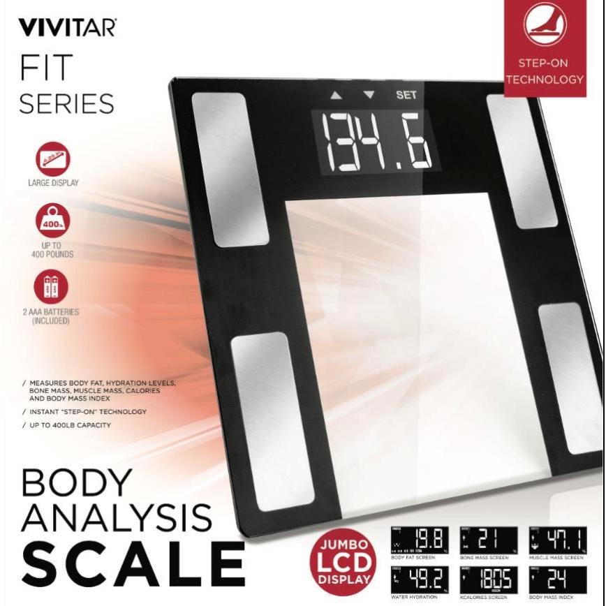 Vivitar Body Analysis Digital Bathroom Scale, Clear