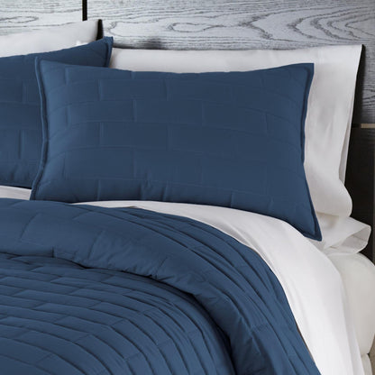 Subway Tile Luxe Quilt Set, Blue