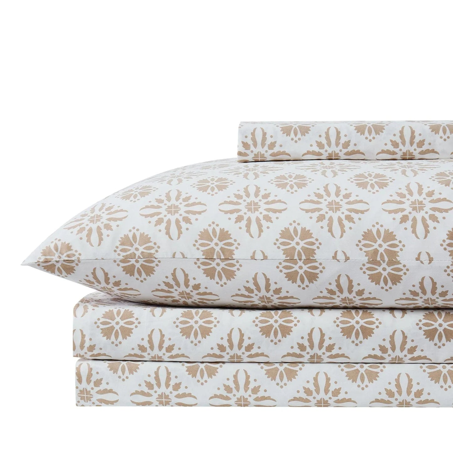 Floral Block Print Sheet Set, Taupe