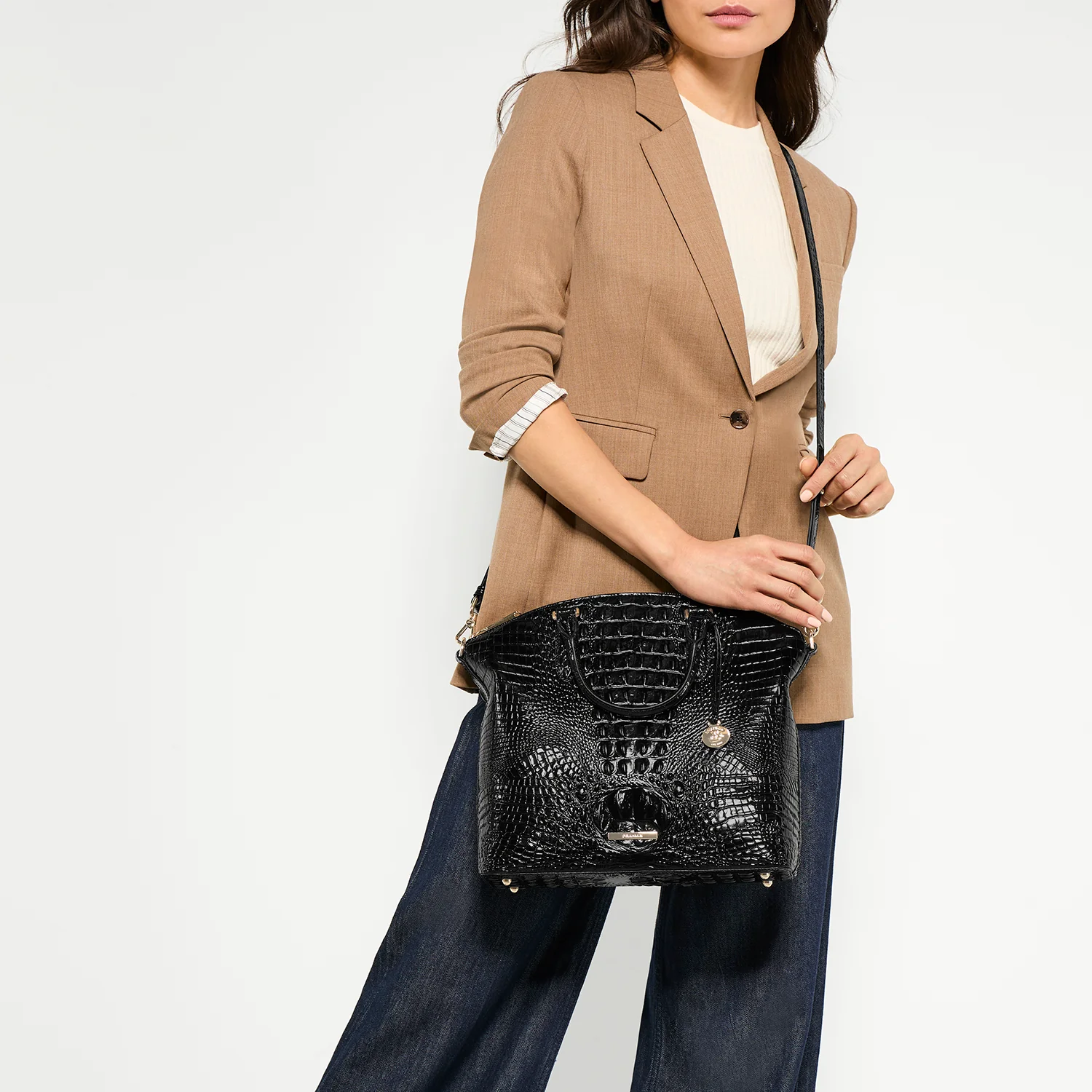 Brahmin Melbourne Collection Large Duxbury Satchel, Cherry Lacquer