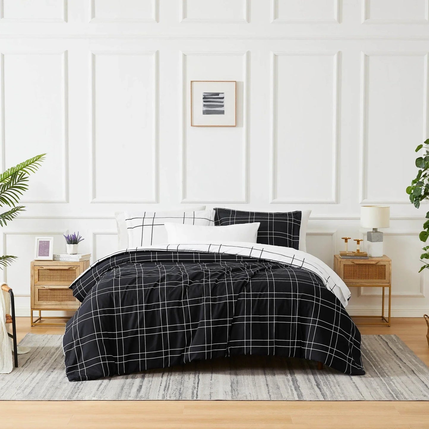 Simple Squares Reversible Comforter Set