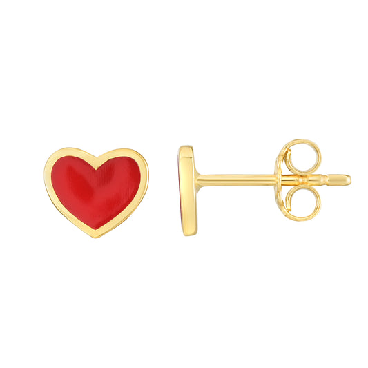Red Heart Enamel Earrings