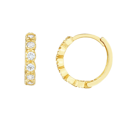 Round CZ Huggie Earrings