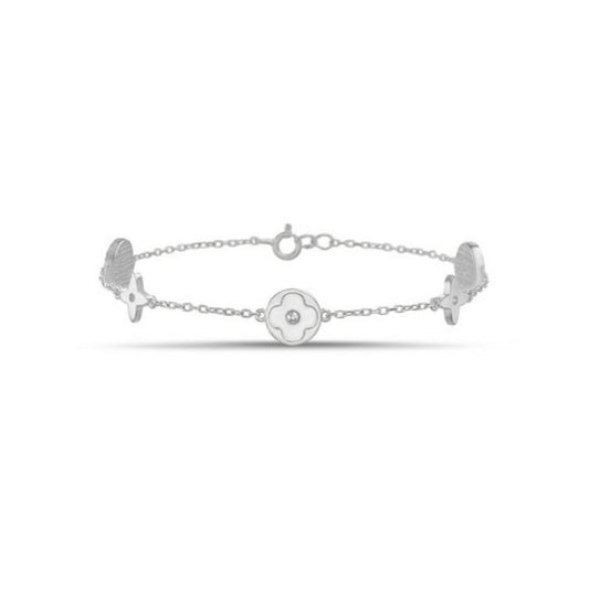 Stainless Steel Clover Charm Bracelet