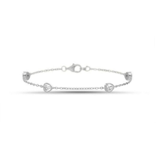 Sterling Silver CZ Heart Bracelet