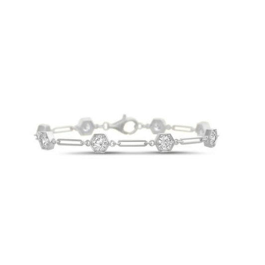 Sterling Silver CZ Paperclip Chain Bracelet