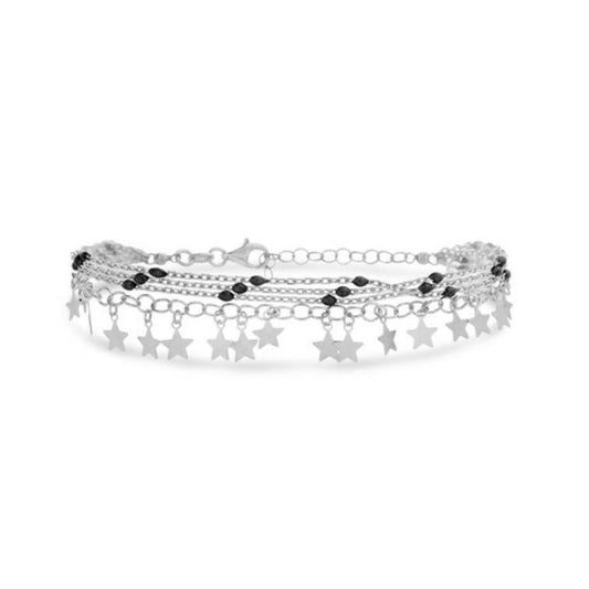 Sterling Silver Dangle Star Multi Strand Bracelet