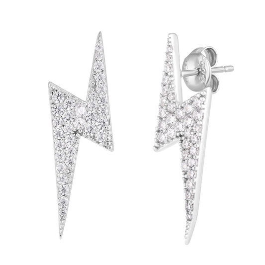 CZ Lightning Bolt Earrings