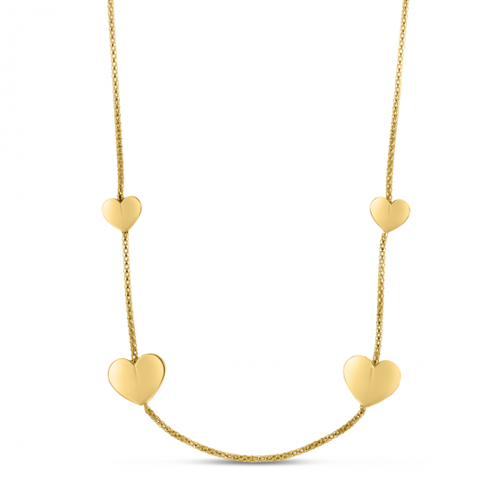 14K Plated Hearts Station Necklace