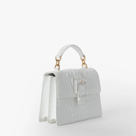 Brahmin Melbourne Collection Small Hallie Satchel, Sea Salt White